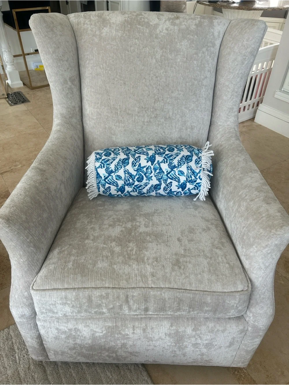 Lilly Pulitzer Blue Coastal Seashell Bolster Pillow Set of 2 Rope Fringe